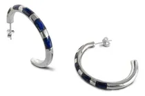 Comprar Aros Argolla Cebra Lapislázuli 34mm Plata Fina 925