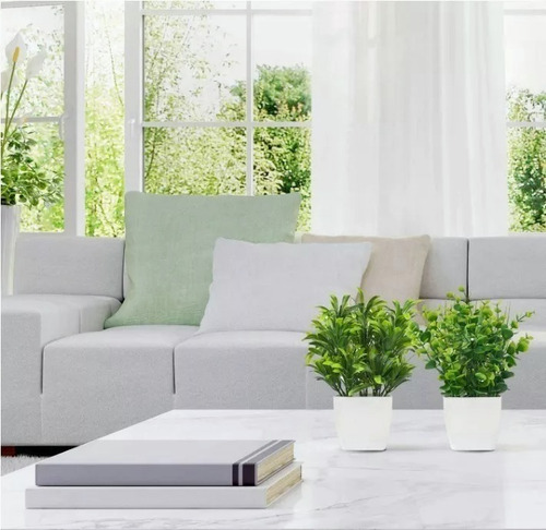 Macetas Plantas Artificiales Barro Decoración Bonsai Verde 2