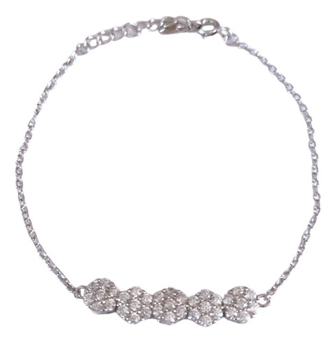 Pulsera Mujer Plata 925 Flores De Circonita Traslucida