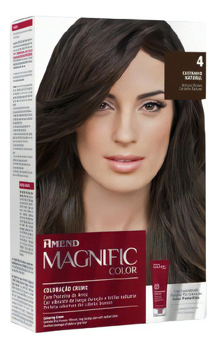 Kit Tintura Amend  Magnific color Kit coloração creme tom 4 castanho natural para cabelo