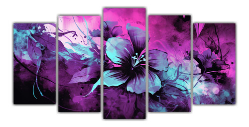 250x125cm Cuadro Neonoir Con Detalles Espectaculares Flores