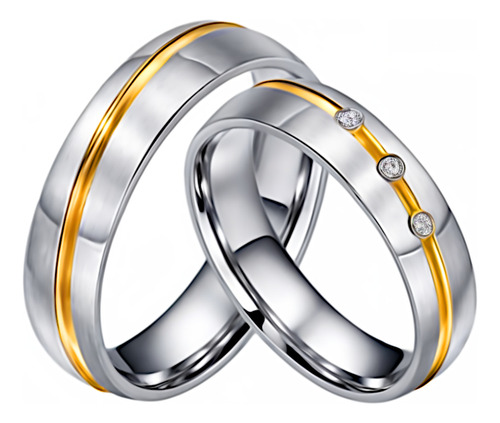 Argollas De Matrimonio Plata Certificada Diamante M. 3p Dorado