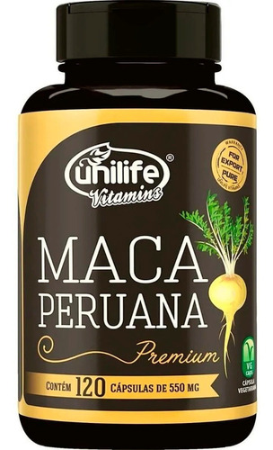 Maca Peruana Premium 120caps Pura Unilife - Estimulante Maca Sabor Sem sabor