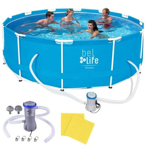 Piscina Armação 7000l C/ Bomba Filtrante E Kit Reparo Belfix