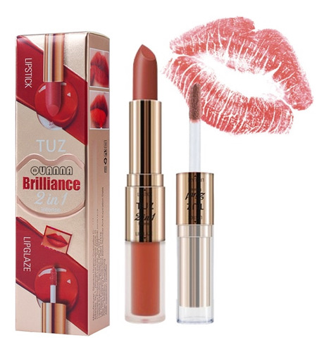 Labial Lipstick2en1 Brillante Resistante Elegante Dos Cabeza