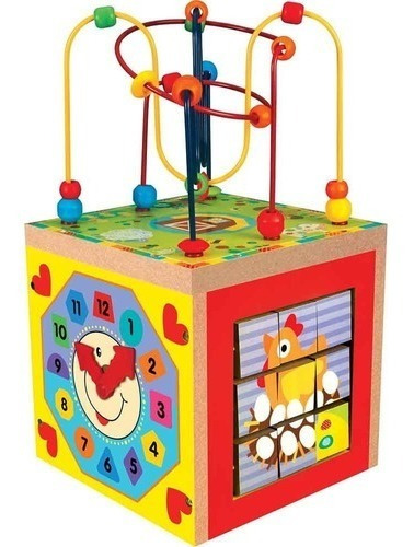 Cubo De Madera Didactico Kidz Time 5 En 1 Aprendizaje
