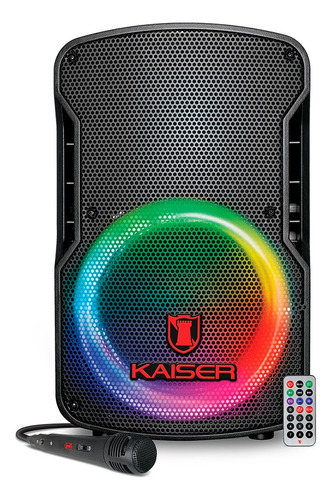 Kaiser Bafle Recargable Negro Con Bluetooth Portatil Luz Led