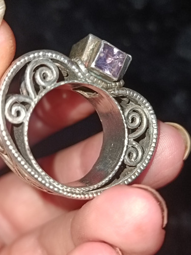 Anillo Plata Citrino Y Amatista Corazon Único 