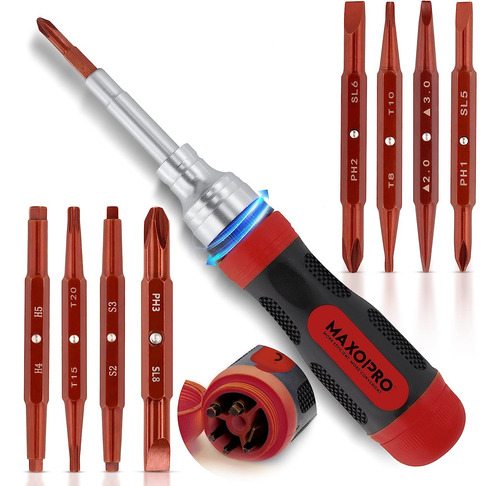 Set D/destornilladores Maxopro 19 En 1 C/triquete - Rojo