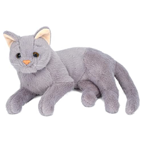 Peluche   De Gato, Tierno Gatito Gris Acostado,   De Pe...