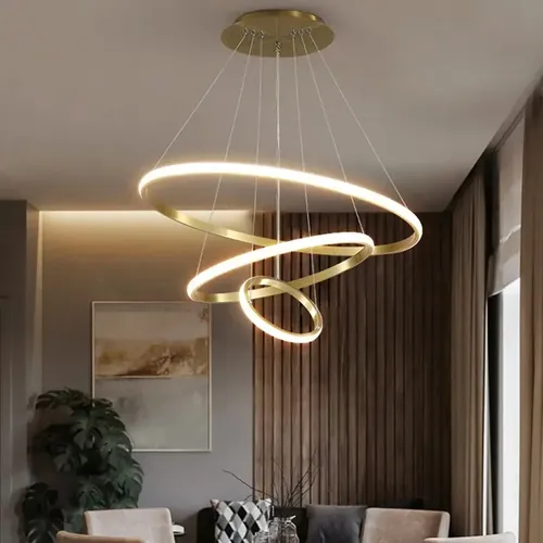Luminaria De Teto Led 3 Arcos Lustres Pendente Vie Idéale Dourado