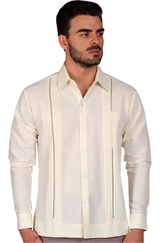 Guayabera Yucateca De Lino Modelo Celestún, Manga Larga. 