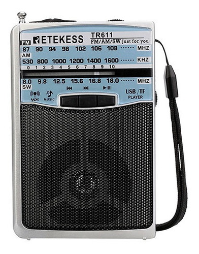 Rádio Retekess Tr611 Am Fm Sw Mp3 Player Importado Preto