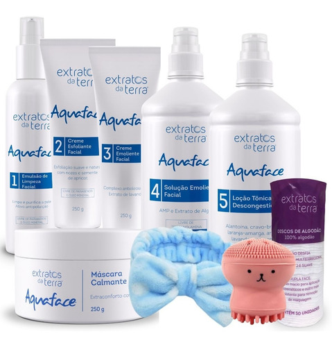 Kit Limpeza De Pele Completo Aquaface Extratos Da Terra Prof