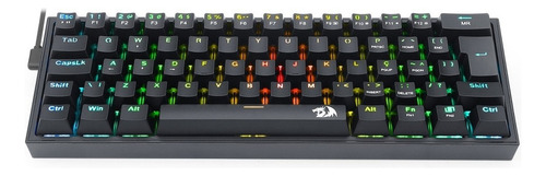 Teclado Redragon Fizz K617 Preto Rgb Qwerty Pt-brown Preto Português Brasil