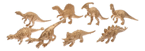 Ornamentos Dorados Modelo Dinosaurio Mini, 8 Unidades
