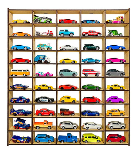 Exhibidor Para Carritos Hotwheels 50 Espacios Mdf