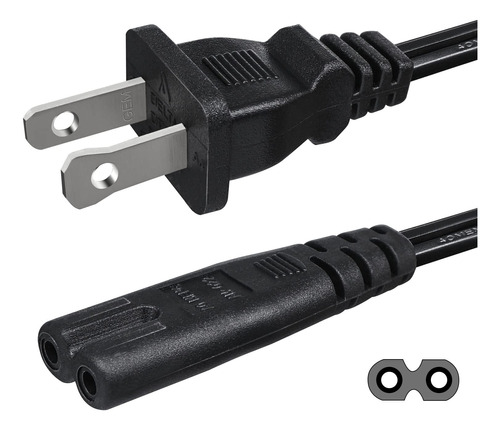 Mankk Cable De Alimentacin De Tv De 6 Pies, 2 Clavijas, 18 A