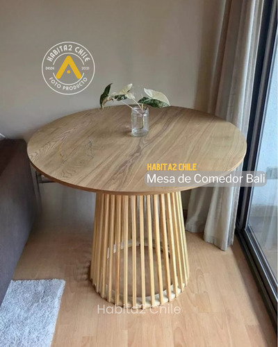 Mesa De Comedor Natural Boho Bali Redonda Fresno Y Pino