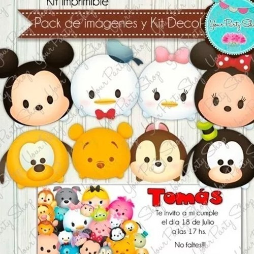 Kit Imprimible Tsum Tsum Disney Imagenes Cumple Invitacion