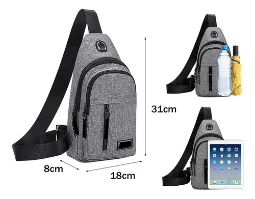 Bolso De Hombro Unisex Moderno Con Orificio Para Cable, Orif