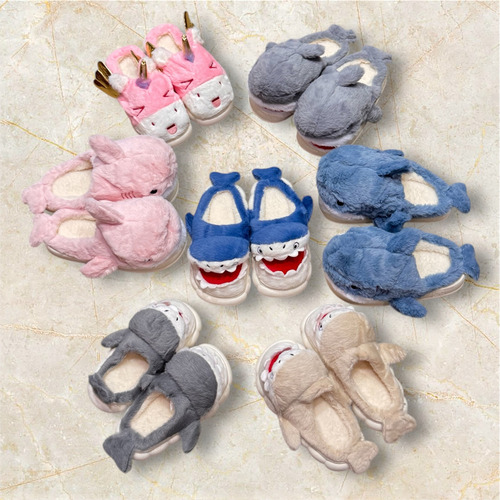 Pantuflas Chinelas Tiburon Sharky Con Abrigo Peluche Comodas