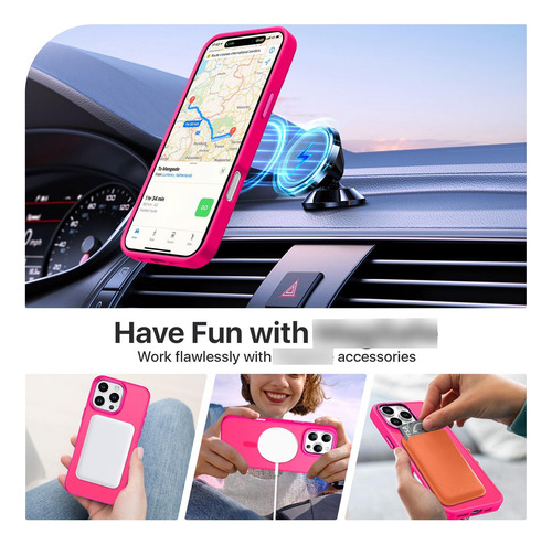 Funda Domaver Para Iphone 16 Pro Max 6.9 Pulgadas Mag Safe Rosa Encendido Nombre Del Diseño