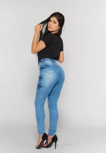 Calça Jeans Levanta Bumbum Bella Canvas Azul Claro Premium