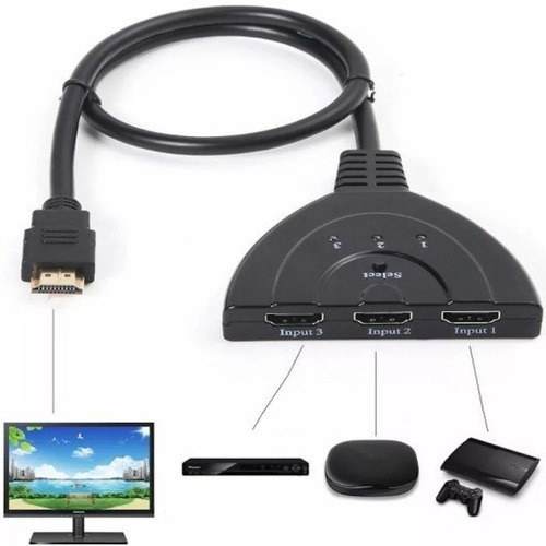 Switch Hdmi 3 Puertos Full Hd 1080p No Requiere Alimentación