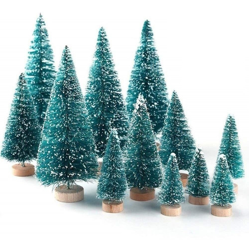 Mini Arbol De Navidad C/base De Madera Y Nieve Art 34 Piezas