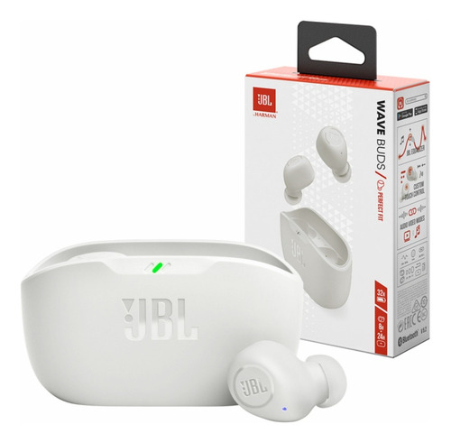 Auriculares In-ear Inalámbricos Jbl Wave Buds Blanco Con Luz