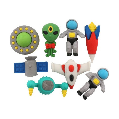 2 Sets De Gomas Espaciales Astronauta Premium 4pz C/u Kawaii