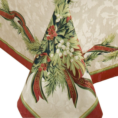 Imagen 3 de 4 de Mantel Tela Mesa Navideño Navidad Rectangular 152x305cm