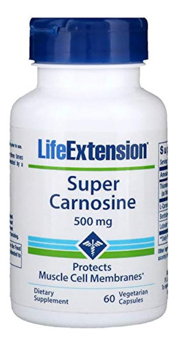 Life Extension Super Carnosine 500 Mg, 60 Cápsulas Vegetaria