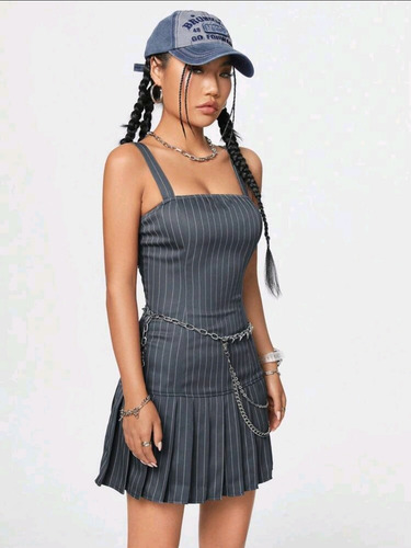 Vestido Icon Importado Rayado Tendencia Officecore Y2k Shein