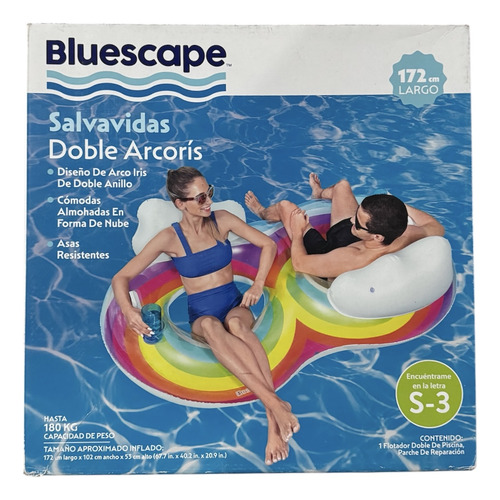 Salvavidas Inflable Doble Arcoíris Flotador