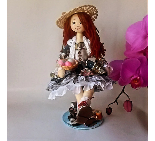 Muñeca De Trapo Costurera ,artesanal, Articulada
