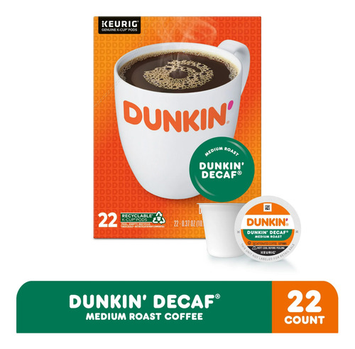 Cafe Dunkin Medium Roast Decaf 22 Capsulas Keurig