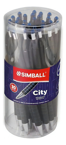 Bolígrafo Simball City 1mm Retráctil X30 Unidades Color De La Tinta Azul Color Del Exterior Negro