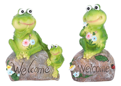 Decoración Con Forma De Ranas Sobre Piedras De Bienvenida, 2