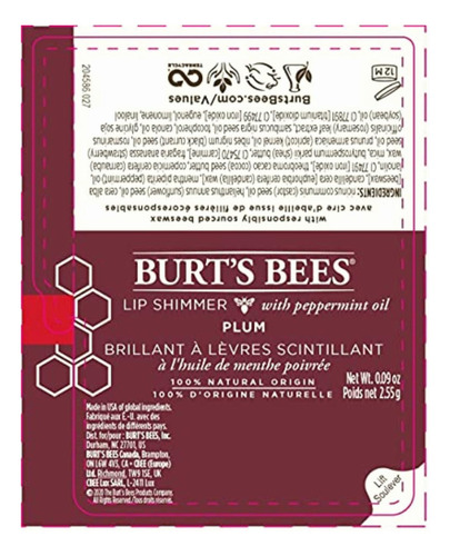 Burt's Bees Brillo Labial Hidratante Lip Shimmer Plum