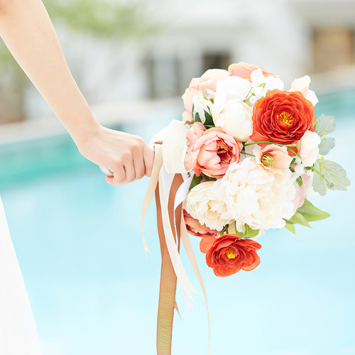 Buquê De Casamento Com Suporte De Flores Sintéticas Para Noi