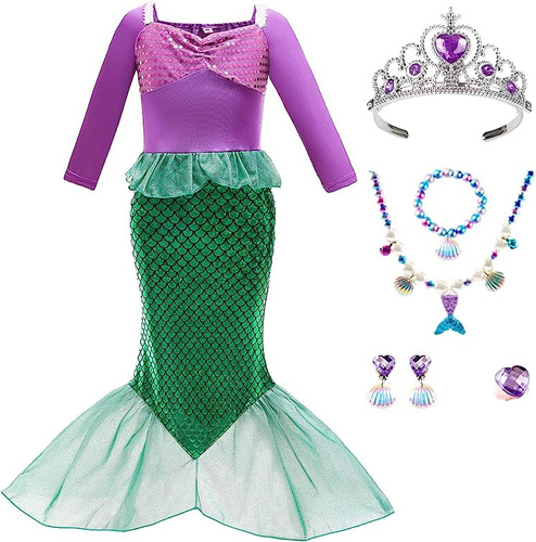 Mermaid Costume Girls Halloween Little Princess Dress With J