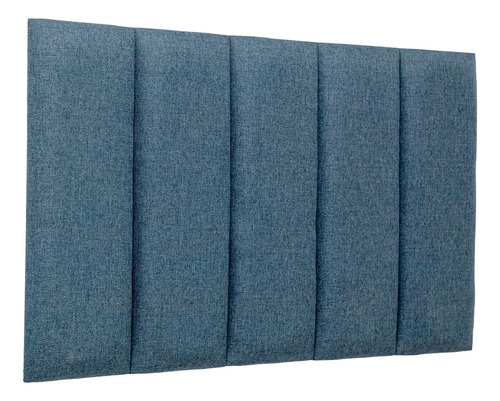 Cabeceira Solteiro Modelar Casa Estofada Modular Ripada Adesiva com 5 Placas 60x20 Medida Montada 100x60cm na Cor Linho Azul