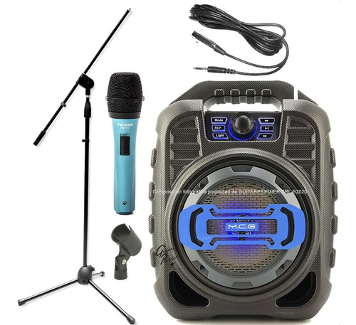 Combo Karaoke Microfono Cable Pie Pipeta Parlante Bluetooth