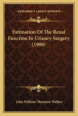 Libro Estimation Of The Renal Function In Urinary Surgery...