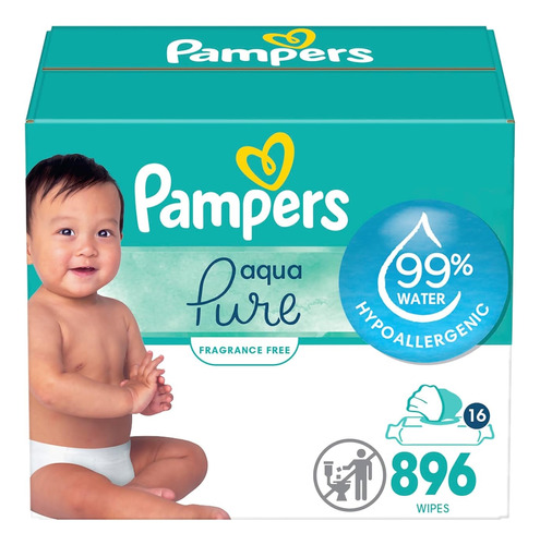 Pampers Aqua Pure Toallitas C Agua- Sensible- 16 Pk 896 Toal