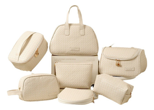 Bolsa De Maquillaje Con Textura Tejida De Poliuretano, Portá