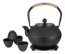 Comprar Juego Teteras De Hierro Fundido 1200ml Lagom Taza De Té Japonesa Interior Esmaltado Con 4 Tazones Filtro De Acero Inoxidable Robustez Durabilidad Resistente A La Oxidación\u002Fcorrosión Diseño Elegante