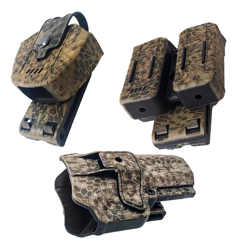 Funda Pistolera Táctica Porta Cargador Doble Porta Esposas Color Kriptek